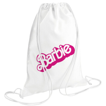 Barbie, Τσάντα πλάτης πουγκί GYMBAG λευκή (28x40cm)