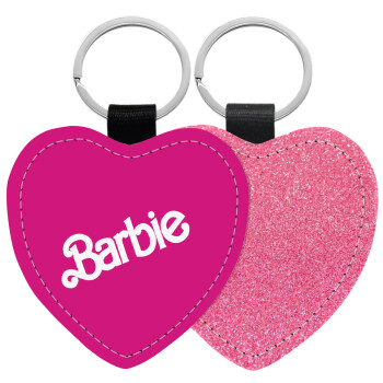 Barbie, Μπρελόκ PU δερμάτινο glitter καρδιά ΡΟΖ