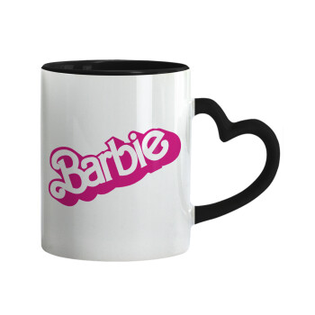 Barbie, Mug heart black handle, ceramic, 330ml