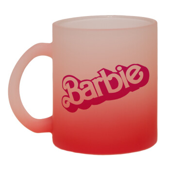 Barbie, Κούπα γυάλινη δίχρωμη με βάση το κόκκινο ματ, 330ml
