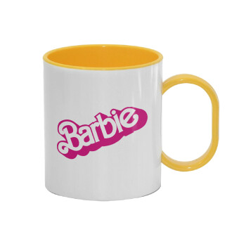 Barbie, Κούπα (πλαστική) (BPA-FREE) Polymer Κίτρινη για παιδιά, 330ml