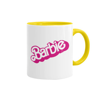 Barbie, Κούπα χρωματιστή κίτρινη, κεραμική, 330ml