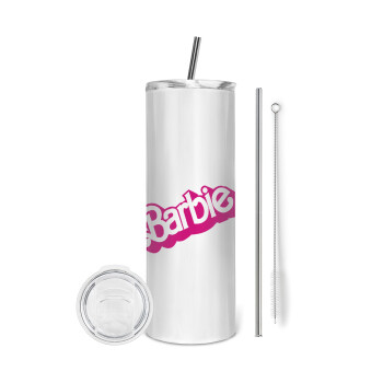 Barbie, Eco friendly stainless steel tumbler 600ml, with metal straw & cleaning brush