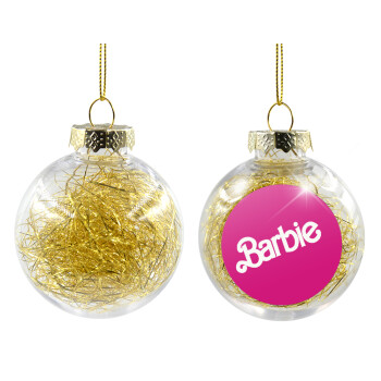 Barbie, Χριστουγεννιάτικη μπάλα δένδρου διάφανη με χρυσό γέμισμα 8cm