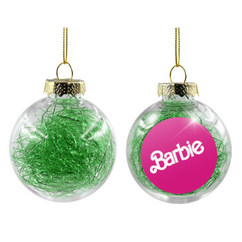Barbie, Χριστουγεννιάτικη μπάλα δένδρου διάφανη με πράσινο γέμισμα 8cm