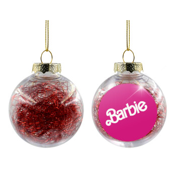 Barbie, Χριστουγεννιάτικη μπάλα δένδρου διάφανη με κόκκινο γέμισμα 8cm