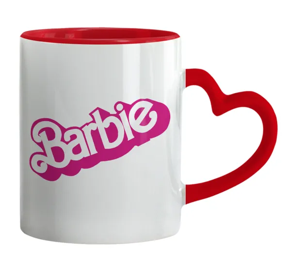 Barbie — Mug heart red handle, ceramic, 330ml