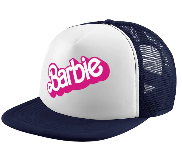 Barbie — Adult Soft Trucker Hat with Dark Blue/White Mesh (POLYESTER, ADULT, UNISEX, ONE SIZE)