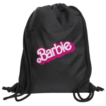 Barbie, Τσάντα πλάτης πουγκί GYMBAG Μαύρη, με τσέπη (40x48cm) & χονδρά κορδόνια