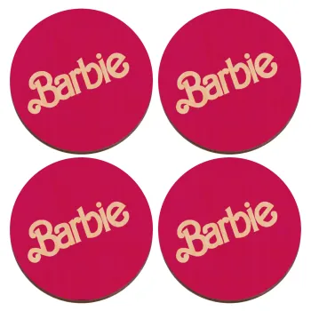 Barbie, ΣΕΤ x4 Σουβέρ ξύλινα στρογγυλά plywood (9cm)