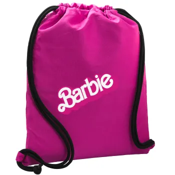 Barbie, Backpack pouch GYMBAG Fuchsia, with pocket (40x48cm) & thick cords
