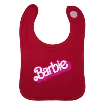 Barbie, Σαλιάρα με Σκρατς Κόκκινη 100% Organic Cotton (0-18 months)