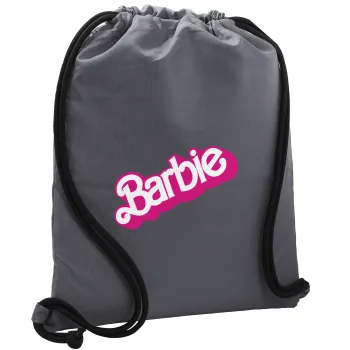 Barbie, Τσάντα πλάτης πουγκί GYMBAG ΓΚΡΙ, με τσέπη (40x48cm) & χονδρά κορδόνια