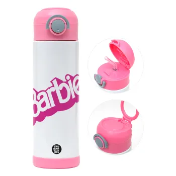 Barbie, Παιδικό παγούρι θερμό, ανοξείδωτο, με καλαμάκι ασφαλείας, ΡΟΖ (500ml)