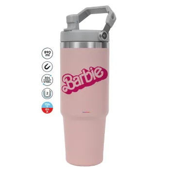 Barbie, ΡΟΖ χρώματος Θερμός Ανοξείδωτο 890ml (30oz) με χερούλι