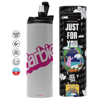 Barbie, Tumbler ποτήρι θερμό ΓΚΡΙ από ανοξείδωτο ατσάλι 600ml