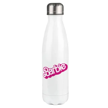 Barbie, Μεταλλικό παγούρι θερμός Λευκό (Stainless steel), διπλού τοιχώματος, 500ml