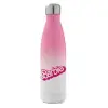 Metal mug thermos Pink/White (Stainless steel), double wall, 500ml