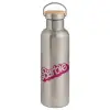 Stainless steel Silver with wooden lid (bamboo), double wall, 750ml