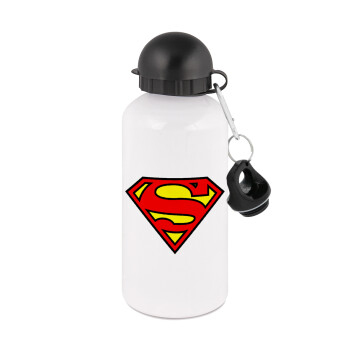 Superman vintage, Μεταλλικό παγούρι νερού, Λευκό, αλουμινίου 500ml