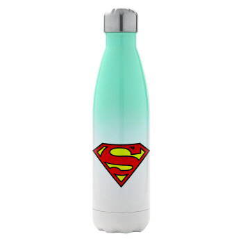 Superman vintage, Μεταλλικό παγούρι θερμός Πράσινο/Λευκό (Stainless steel), διπλού τοιχώματος, 500ml