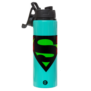 Superman vintage, Metallic water bottle with safety lid, 850ml aluminum