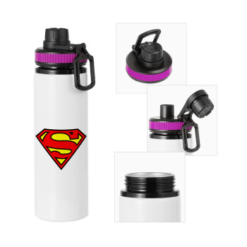 Superman vintage, Metallic water bottle with safety lid, 850ml aluminum