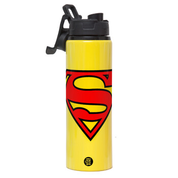 Superman vintage, Metallic water bottle with safety lid, 850ml aluminum