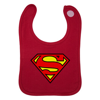 Superman vintage, Σαλιάρα με Σκρατς Κόκκινη 100% Organic Cotton (0-18 months)