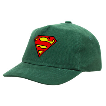 Superman vintage, Καπέλο παιδικό Baseball, 100% Βαμβακερό Drill, ΠΡΑΣΙΝΟ (ΒΑΜΒΑΚΕΡΟ, ΠΑΙΔΙΚΟ, ONE SIZE)