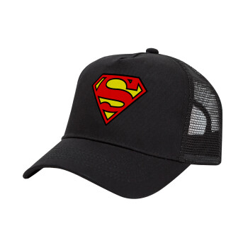Superman vintage, Καπέλο Trucker με Δίχτυ, Μαύρο, (ΒΑΜΒΑΚΕΡΟ, ΠΑΙΔΙΚΟ, UNISEX, ONE SIZE)