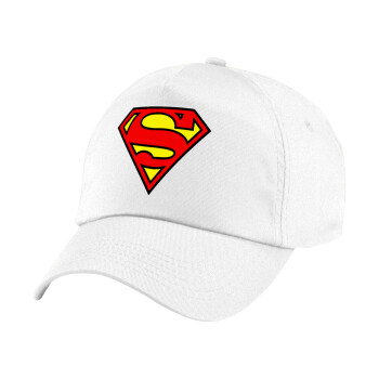 Superman vintage, Καπέλο παιδικό Baseball, 100% Βαμβακερό Twill, Λευκό (ΒΑΜΒΑΚΕΡΟ, ΠΑΙΔΙΚΟ, UNISEX, ONE SIZE)