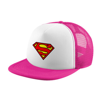 Superman vintage, Καπέλο Soft Trucker με Δίχτυ Pink/White 