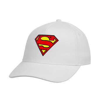 Superman vintage, Καπέλο Ενηλίκων Baseball, Drill, Λευκό (100% ΒΑΜΒΑΚΕΡΟ, ΕΝΗΛΙΚΩΝ, UNISEX, ONE SIZE)