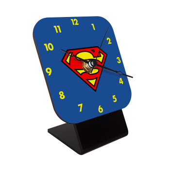 Superman vintage, Quartz Wooden table clock with hands (10cm)