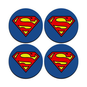 Superman vintage, SET of 4 round wooden coasters (9cm)