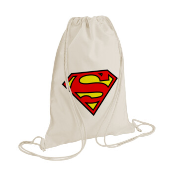 Superman vintage, Τσάντα πλάτης πουγκί GYMBAG natural (28x40cm)
