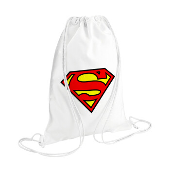 Superman vintage, Τσάντα πλάτης πουγκί GYMBAG λευκή (28x40cm)