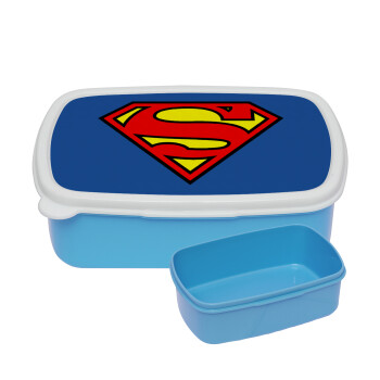 Superman vintage, ΜΠΛΕ παιδικό δοχείο φαγητού (lunchbox) πλαστικό (BPA-FREE) Lunch Βox M18 x Π13 x Υ6cm