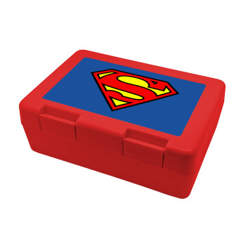 Superman vintage, Παιδικό δοχείο κολατσιού ΚΟΚΚΙΝΟ 185x128x65mm (BPA free πλαστικό)