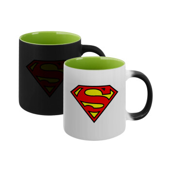 Superman vintage, Κούπα Μαγική εσωτερικό πράσινο, κεραμική 330ml που αλλάζει χρώμα με το ζεστό ρόφημα (1 τεμάχιο)
