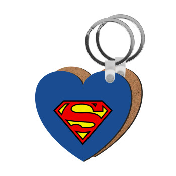 Superman vintage, Μπρελόκ Ξύλινο καρδιά MDF