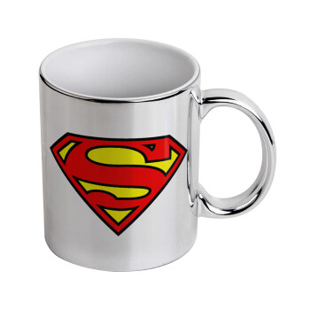 Superman vintage, Mug ceramic, silver mirror, 330ml
