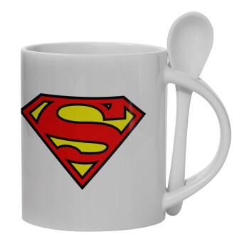 Superman vintage, Ceramic coffee mug with Spoon, 330ml (1pcs)