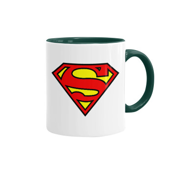 Superman vintage, Κούπα χρωματιστή πράσινη, κεραμική, 330ml