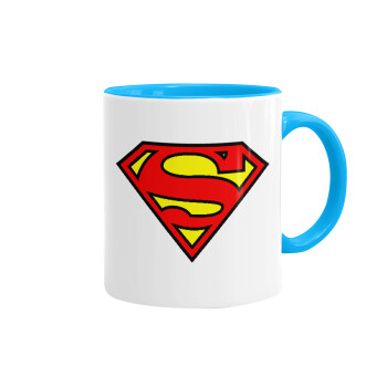 Superman vintage, Mug colored light blue, ceramic, 330ml