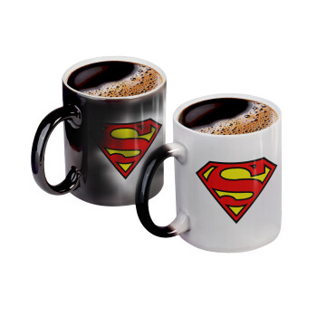 Superman vintage, Color changing magic Mug, ceramic, 330ml when adding hot liquid inside, the black colour desappears (1 pcs)