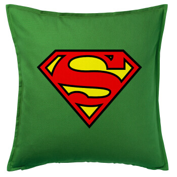 Superman vintage, Μαξιλάρι καναπέ Πράσινο 100% βαμβάκι, περιέχεται το γέμισμα (50x50cm)