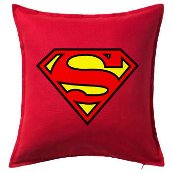 Superman vintage, Μαξιλάρι καναπέ Κόκκινο 100% βαμβάκι, περιέχεται το γέμισμα (50x50cm)