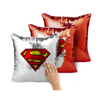 Superman vintage, Μαξιλάρι καναπέ Μαγικό Κόκκινο με πούλιες 40x40cm περιέχεται το γέμισμα